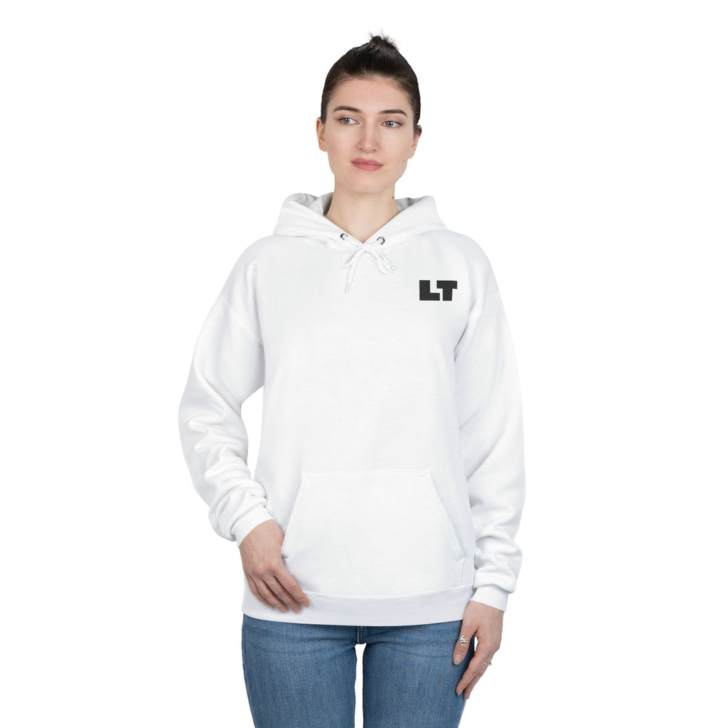 LT Logo Hoodie — Minimalist White Pullover Sweatshirt