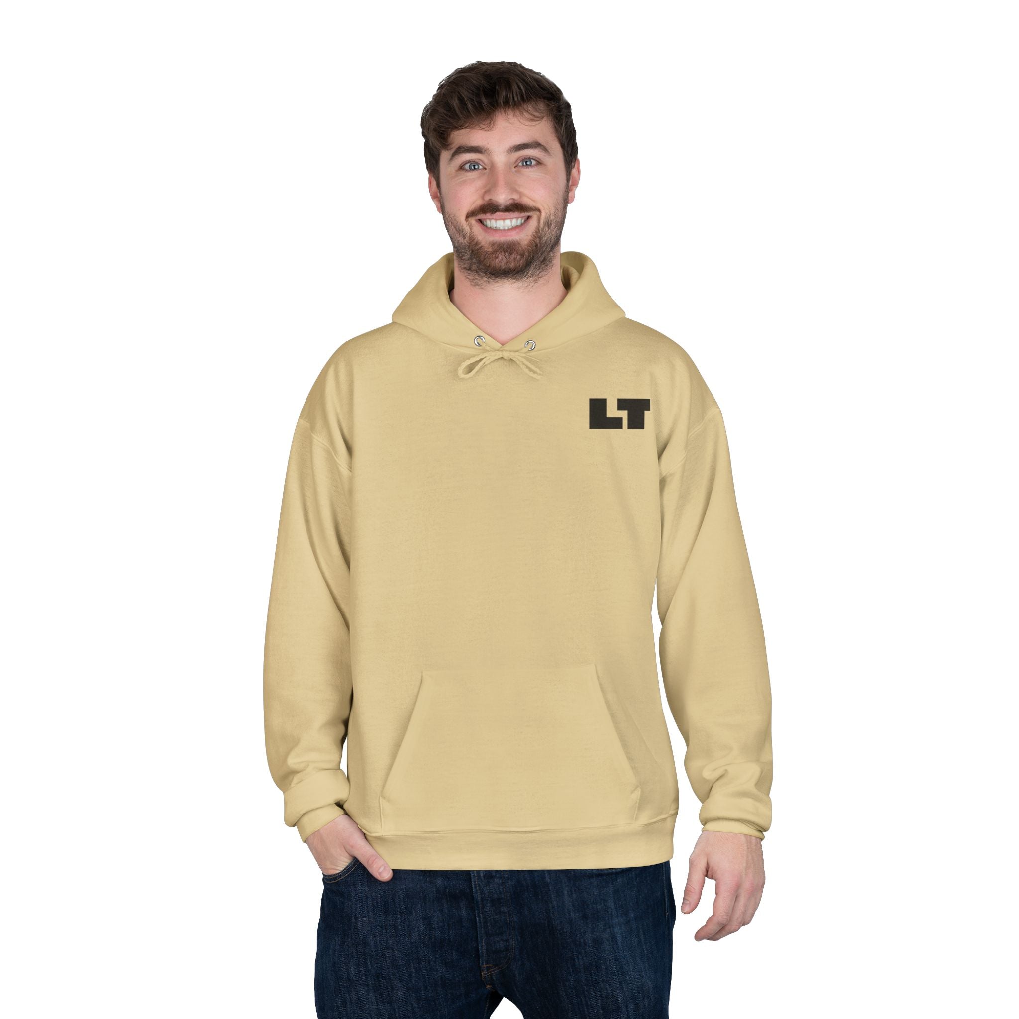 LT Logo Hoodie — Minimalist White Pullover Sweatshirt