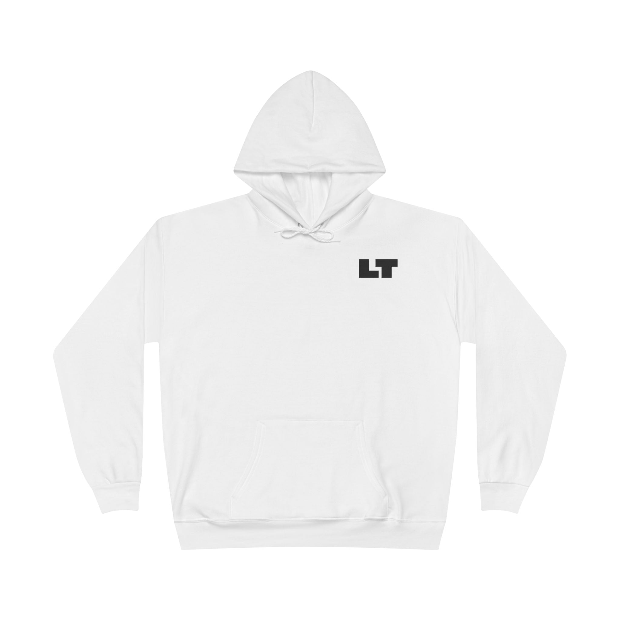 LT Logo Hoodie — Minimalist White Pullover Sweatshirt