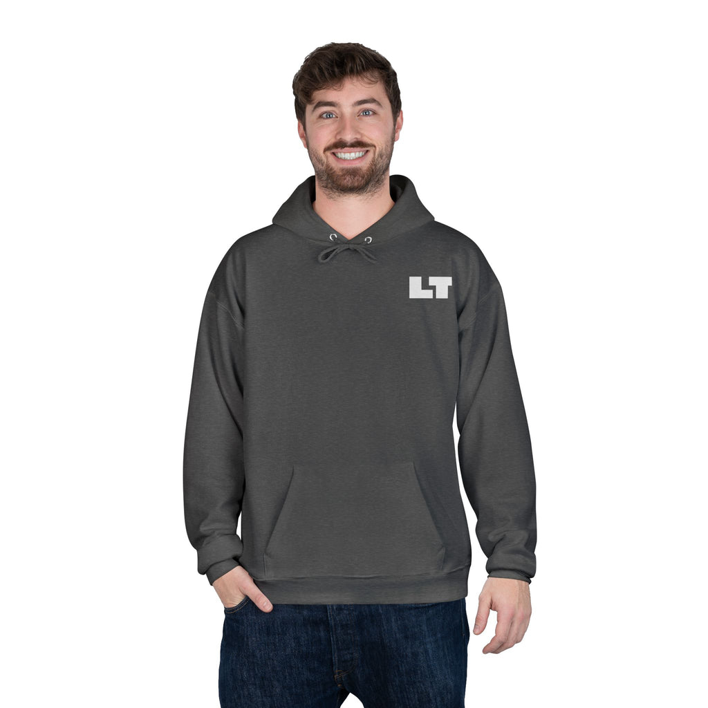 LT Logo Hoodie — Minimalist White Pullover Sweatshirt